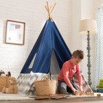 Cort mare copii Kidkraft ALbastru stil indian - DELUXE PLAY TEEPEE - Navy Blue